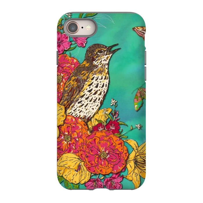 iPhone SE StrongFit Floral Songthrush by Lotti Brown