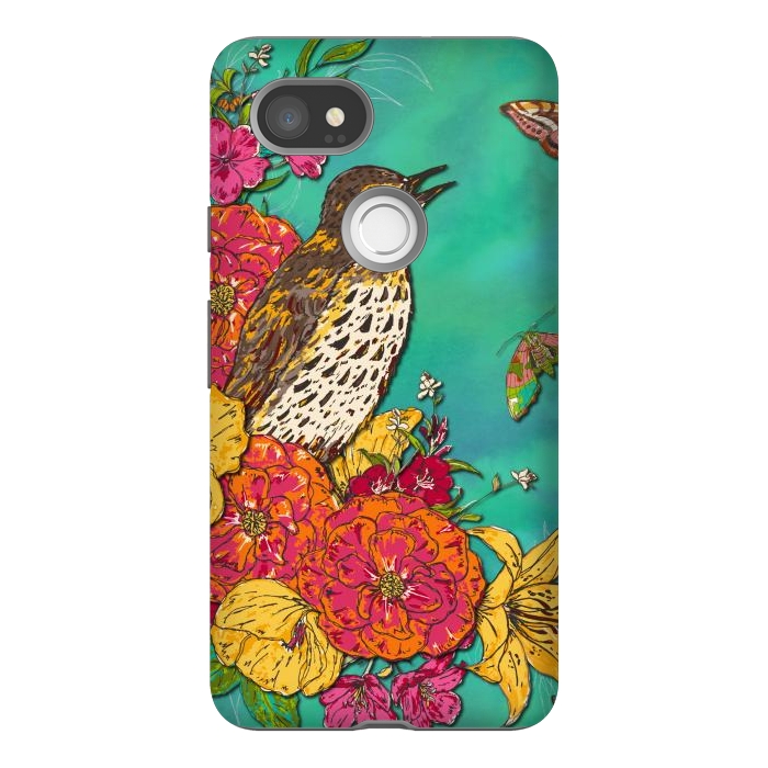 Pixel 2XL StrongFit Floral Songthrush by Lotti Brown