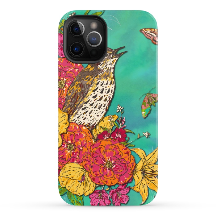 iPhone 12 Pro Max StrongFit Floral Songthrush by Lotti Brown