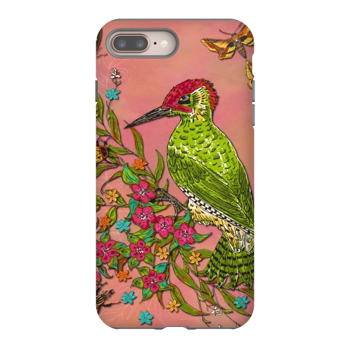 iPhone 7 plus StrongFit Floral Woodpecker by Lotti Brown