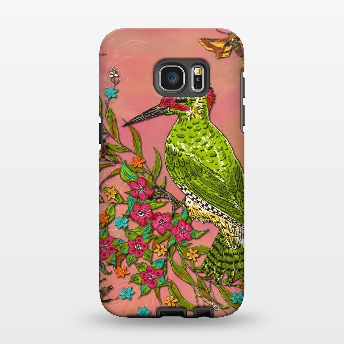 Galaxy S7 EDGE StrongFit Floral Woodpecker by Lotti Brown