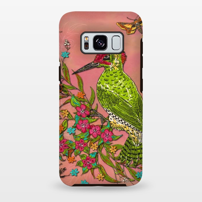 Galaxy S8 plus StrongFit Floral Woodpecker by Lotti Brown