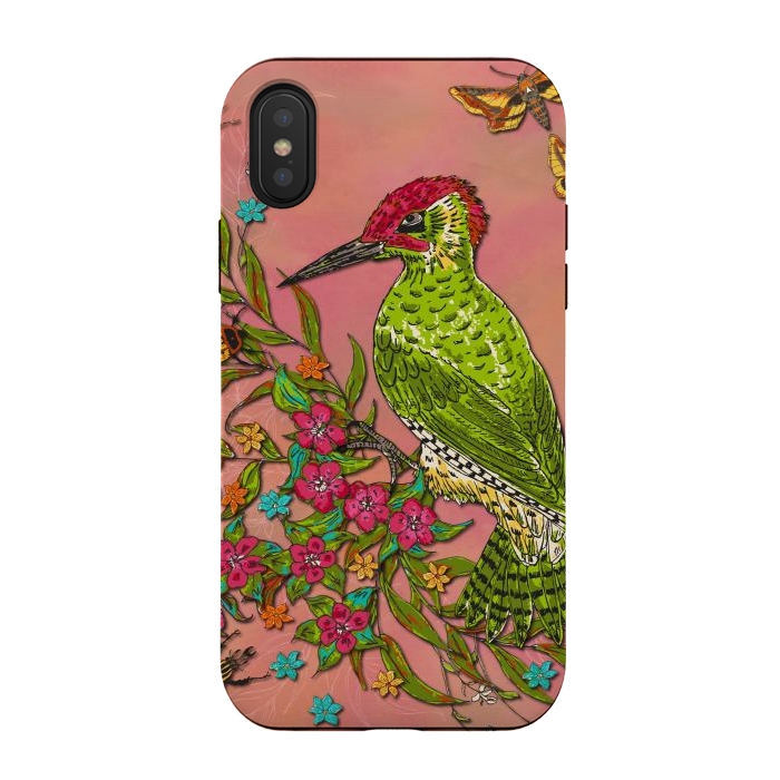 iPhone Xs / X StrongFit Floral Woodpecker by Lotti Brown