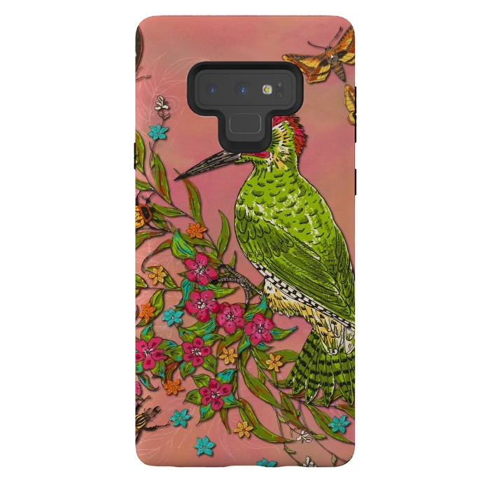 Galaxy Note 9 StrongFit Floral Woodpecker by Lotti Brown