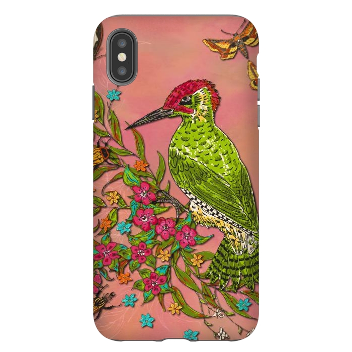 iPhone Xs Max StrongFit Floral Woodpecker by Lotti Brown