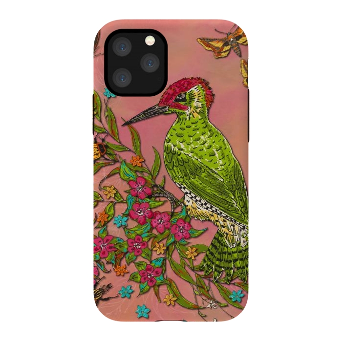 iPhone 11 Pro StrongFit Floral Woodpecker by Lotti Brown