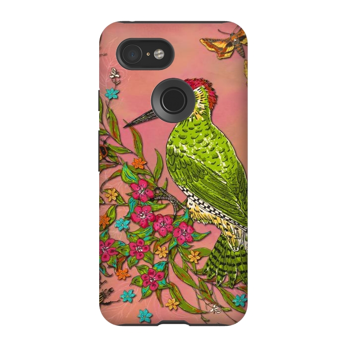 Pixel 3 StrongFit Floral Woodpecker by Lotti Brown