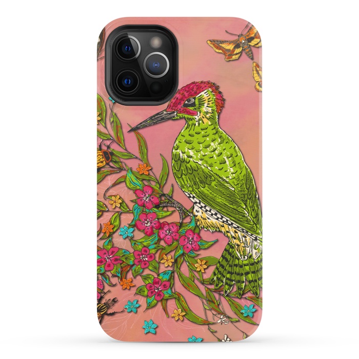 iPhone 12 Pro StrongFit Floral Woodpecker by Lotti Brown