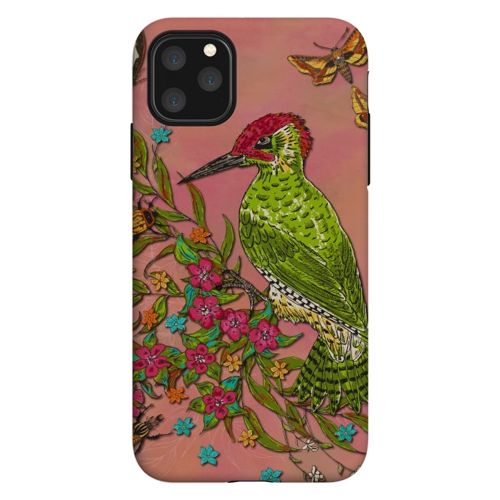 iPhone 11 Pro Max StrongFit Floral Woodpecker by Lotti Brown