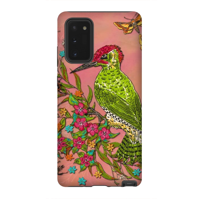 Galaxy Note 20 StrongFit Floral Woodpecker by Lotti Brown