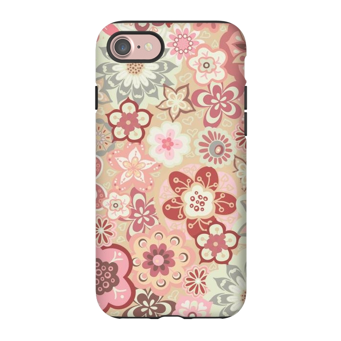 iPhone 7 StrongFit Beautiful Bouquet of Blooms-Beige and Pink by Paula Ohreen
