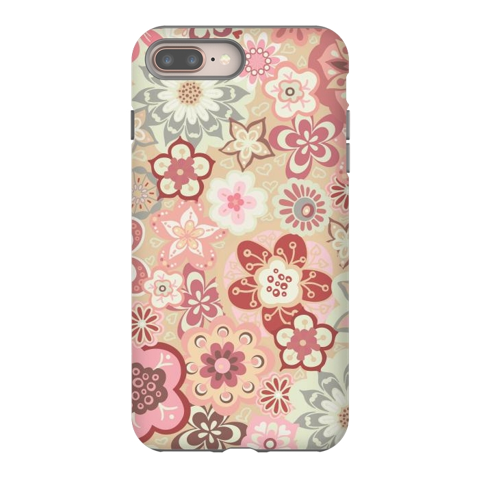 iPhone 7 plus StrongFit Beautiful Bouquet of Blooms-Beige and Pink by Paula Ohreen