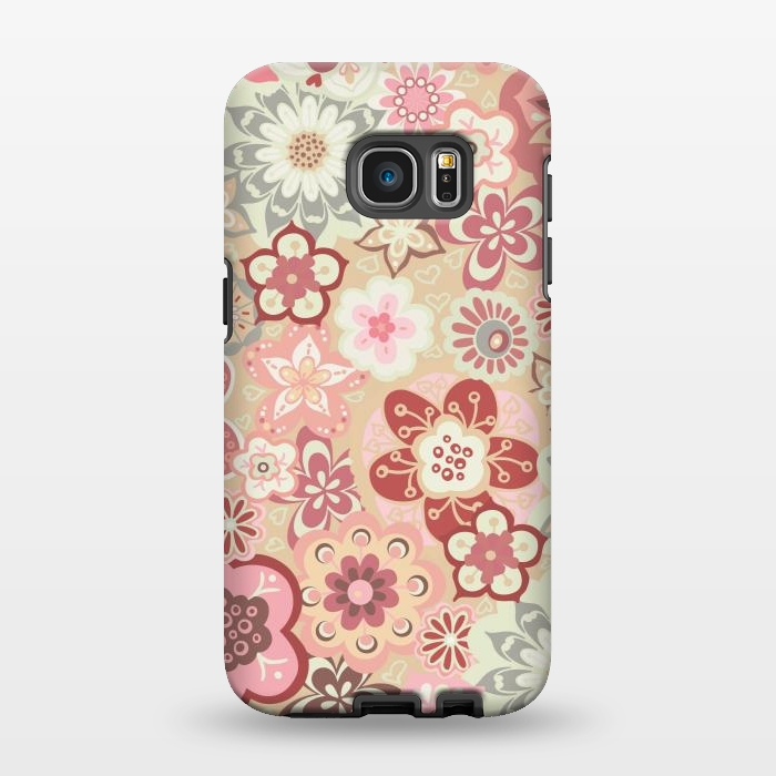 Galaxy S7 EDGE StrongFit Beautiful Bouquet of Blooms-Beige and Pink by Paula Ohreen