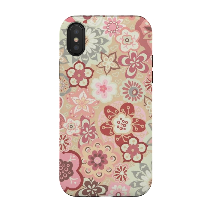 iPhone Xs / X StrongFit Beautiful Bouquet of Blooms-Beige and Pink by Paula Ohreen