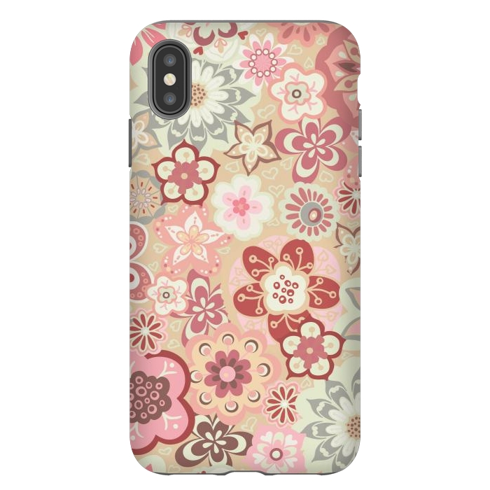 iPhone Xs Max StrongFit Beautiful Bouquet of Blooms-Beige and Pink by Paula Ohreen