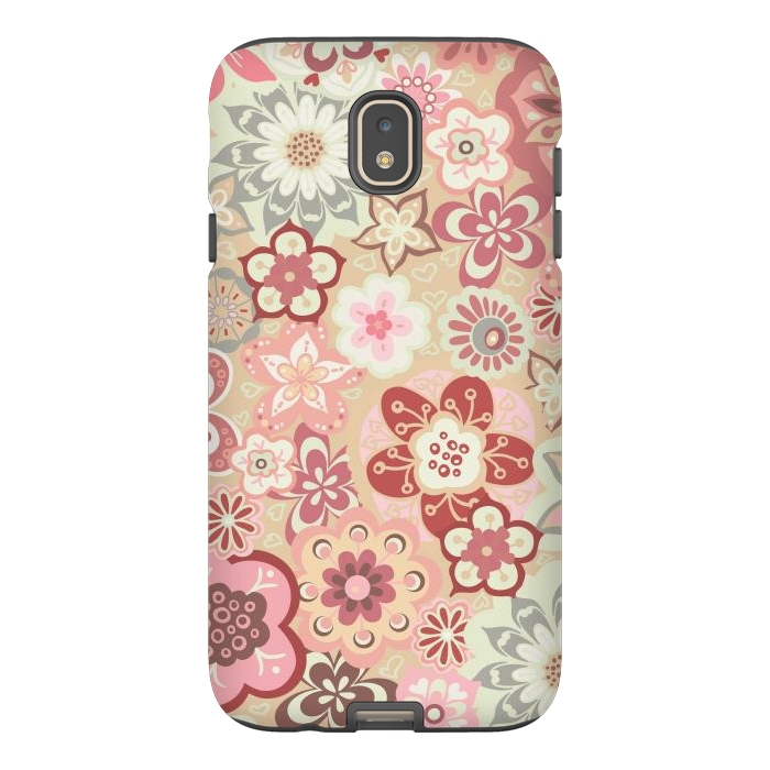 Galaxy J7 StrongFit Beautiful Bouquet of Blooms-Beige and Pink by Paula Ohreen