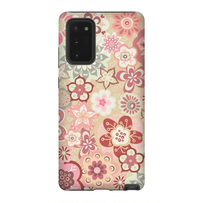 Galaxy Note 20 StrongFit Beautiful Bouquet of Blooms-Beige and Pink by Paula Ohreen