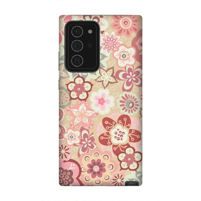Galaxy Note 20 Ultra StrongFit Beautiful Bouquet of Blooms-Beige and Pink by Paula Ohreen