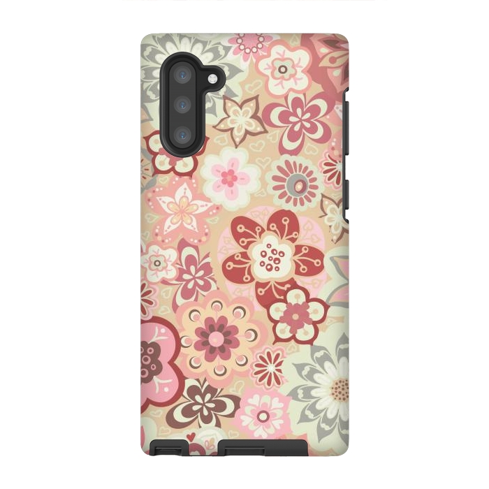 Galaxy Note 10 StrongFit Beautiful Bouquet of Blooms-Beige and Pink by Paula Ohreen