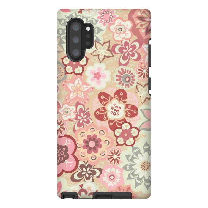 Galaxy Note 10 plus StrongFit Beautiful Bouquet of Blooms-Beige and Pink by Paula Ohreen