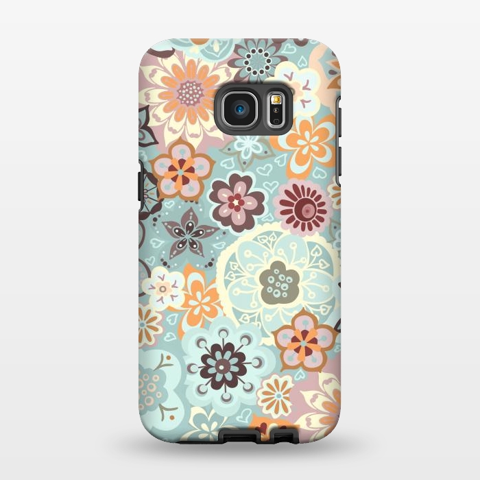 Galaxy S7 EDGE StrongFit Beautiful Bouquet of Blooms-Blue and Pink by Paula Ohreen