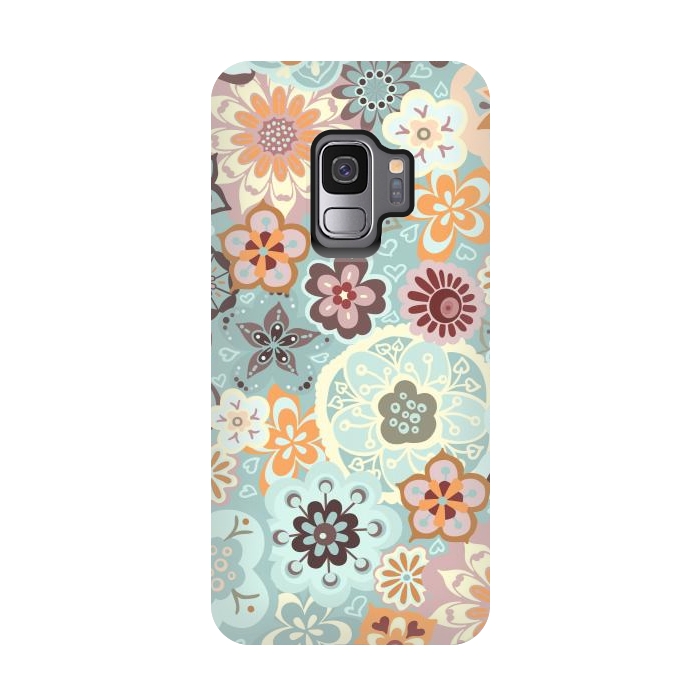 Galaxy S9 StrongFit Beautiful Bouquet of Blooms-Blue and Pink by Paula Ohreen