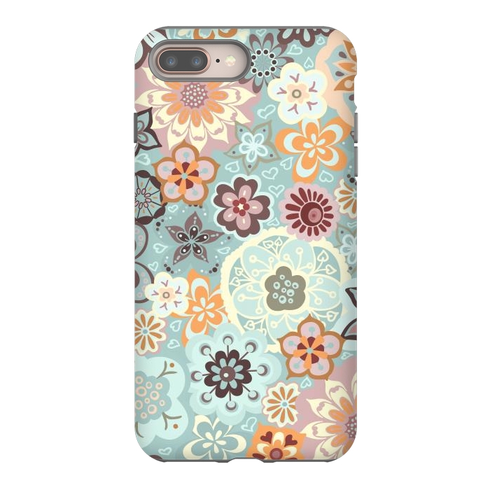 iPhone 8 plus StrongFit Beautiful Bouquet of Blooms-Blue and Pink by Paula Ohreen