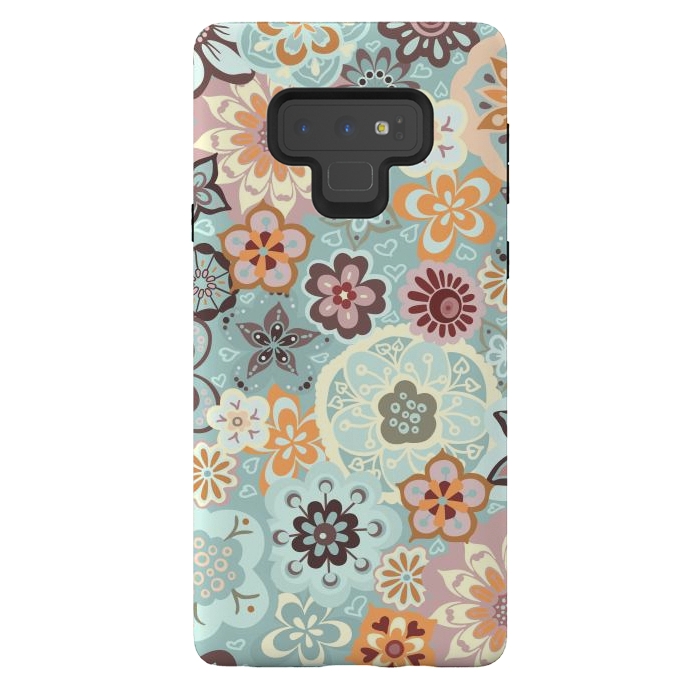 Galaxy Note 9 StrongFit Beautiful Bouquet of Blooms-Blue and Pink by Paula Ohreen