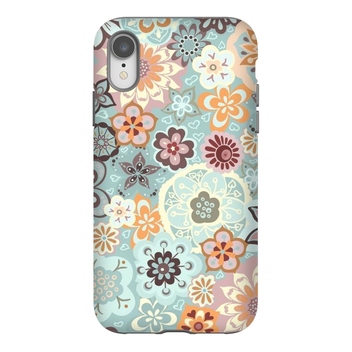 iPhone Xr StrongFit Beautiful Bouquet of Blooms-Blue and Pink by Paula Ohreen