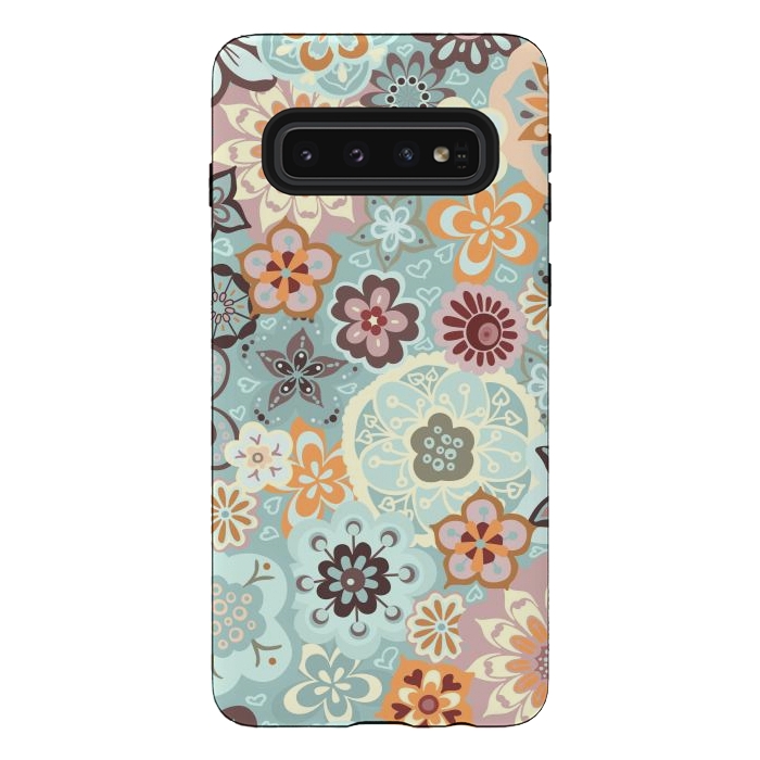 Galaxy S10 StrongFit Beautiful Bouquet of Blooms-Blue and Pink by Paula Ohreen