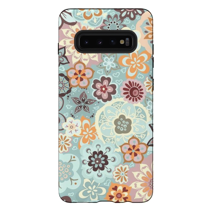Galaxy S10 plus StrongFit Beautiful Bouquet of Blooms-Blue and Pink by Paula Ohreen