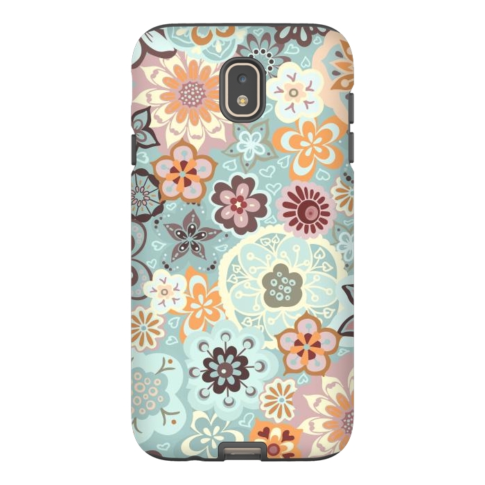 Galaxy J7 StrongFit Beautiful Bouquet of Blooms-Blue and Pink by Paula Ohreen