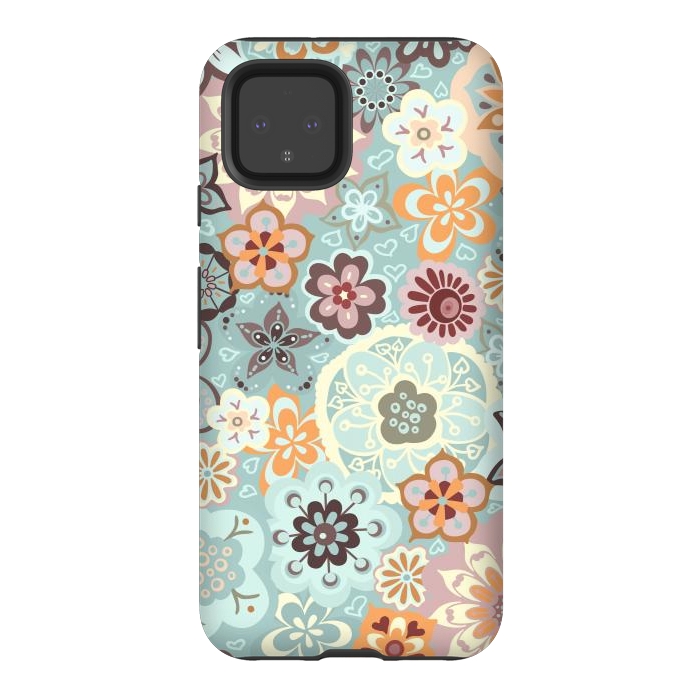 Pixel 4 StrongFit Beautiful Bouquet of Blooms-Blue and Pink by Paula Ohreen