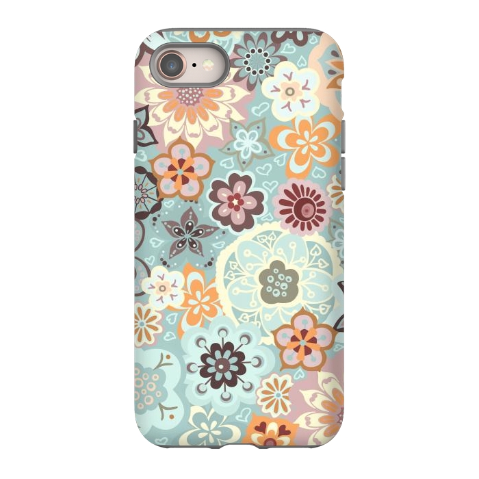 iPhone SE StrongFit Beautiful Bouquet of Blooms-Blue and Pink by Paula Ohreen