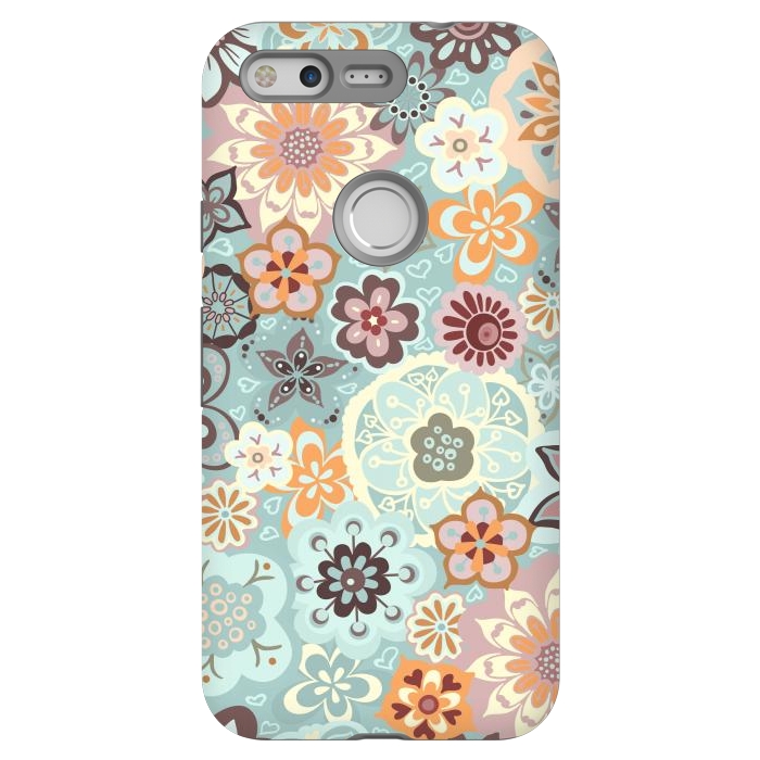Pixel StrongFit Beautiful Bouquet of Blooms-Blue and Pink by Paula Ohreen