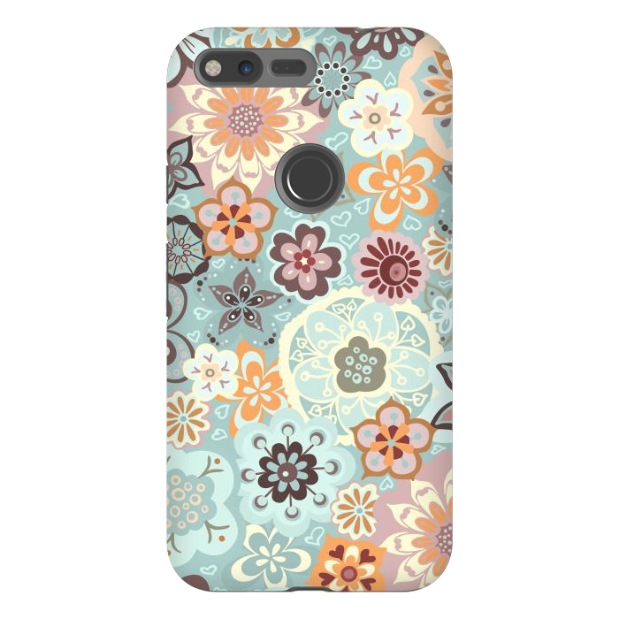 Pixel XL StrongFit Beautiful Bouquet of Blooms-Blue and Pink by Paula Ohreen