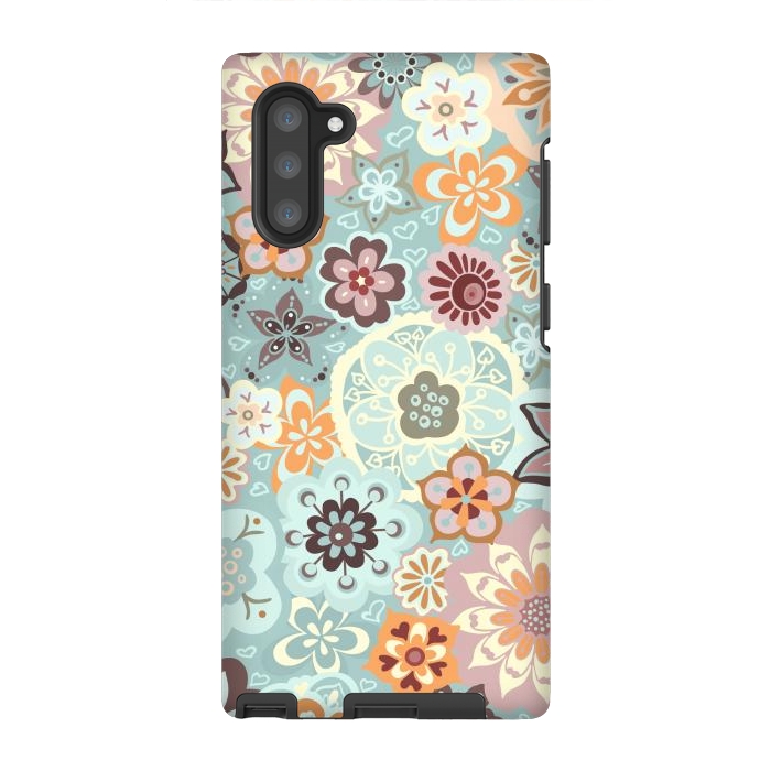 Galaxy Note 10 StrongFit Beautiful Bouquet of Blooms-Blue and Pink by Paula Ohreen