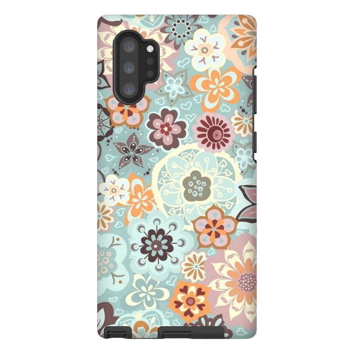 Galaxy Note 10 plus StrongFit Beautiful Bouquet of Blooms-Blue and Pink by Paula Ohreen