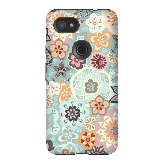 Pixel 3AXL StrongFit Beautiful Bouquet of Blooms-Blue and Pink by Paula Ohreen