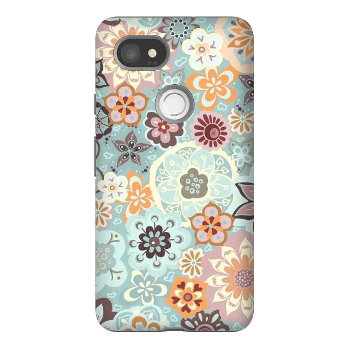 Pixel 2XL StrongFit Beautiful Bouquet of Blooms-Blue and Pink by Paula Ohreen