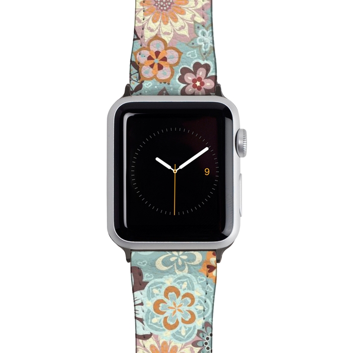 Watch 38mm / 40mm Strap PU leather Beautiful Bouquet of Blooms-Blue and Pink by Paula Ohreen