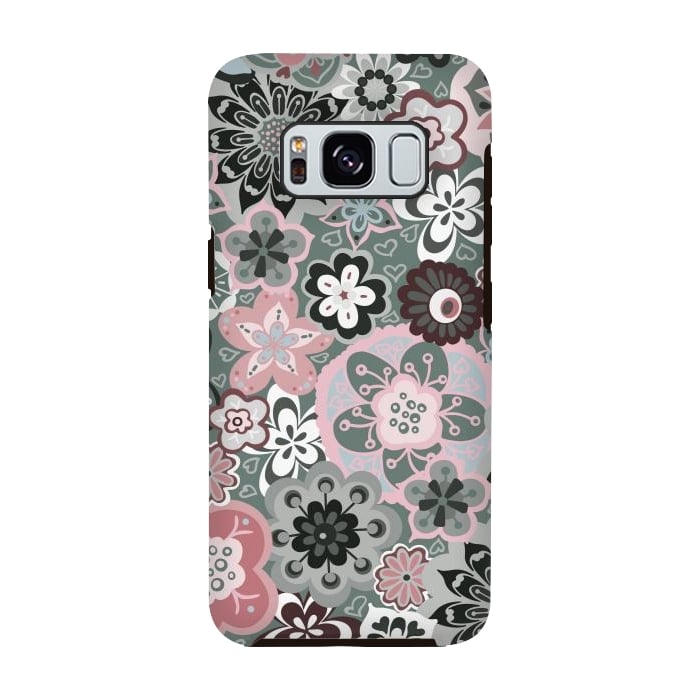 Galaxy S8 StrongFit Beautiful Bouquet of Blooms-Dark Grey and Pink by Paula Ohreen