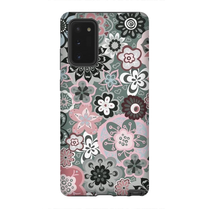 Galaxy Note 20 StrongFit Beautiful Bouquet of Blooms-Dark Grey and Pink by Paula Ohreen