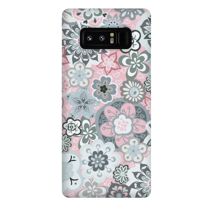 Galaxy Note 8 StrongFit Beautiful Bouquet of Blooms-Light grey and pink by Paula Ohreen