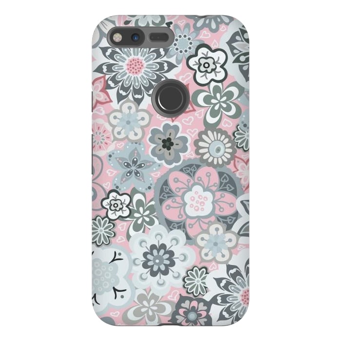 Pixel XL StrongFit Beautiful Bouquet of Blooms-Light grey and pink by Paula Ohreen