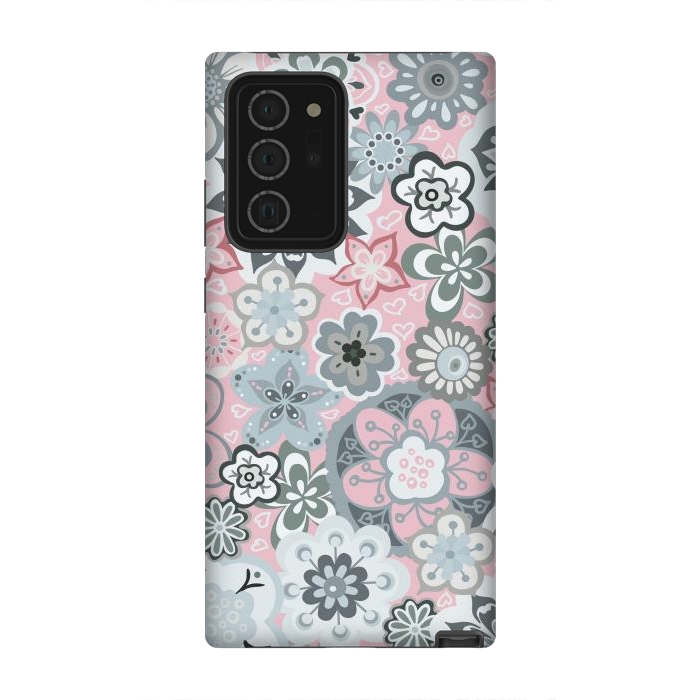 Galaxy Note 20 Ultra StrongFit Beautiful Bouquet of Blooms-Light grey and pink by Paula Ohreen