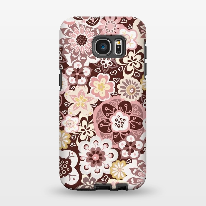 Galaxy S7 EDGE StrongFit Bouquet of Blooms-Brown and Yellow by Paula Ohreen