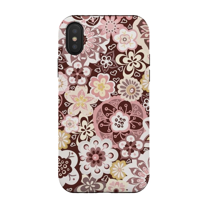 iPhone Xs / X StrongFit Bouquet of Blooms-Brown and Yellow by Paula Ohreen