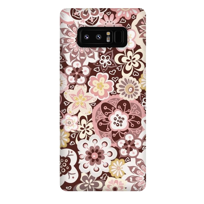 Galaxy Note 8 StrongFit Bouquet of Blooms-Brown and Yellow by Paula Ohreen