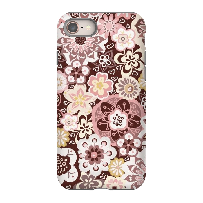 iPhone 8 StrongFit Bouquet of Blooms-Brown and Yellow by Paula Ohreen